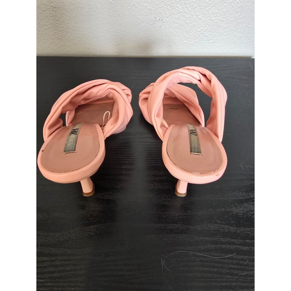 Zara pink ruched leather strapped heels women's‎ size 39 - Picture 6 of 11